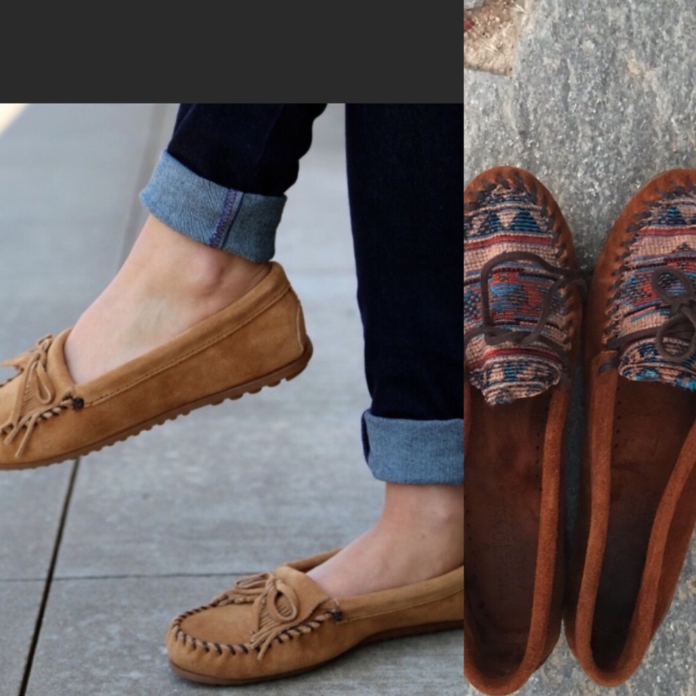 - 2 pair Minnetonka kilty suede El Paso moccasins
